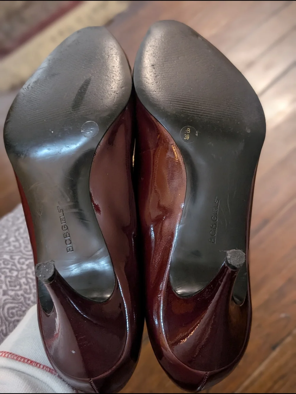 BCBGirls Burgundy Patent Pointed-Toe Pumps